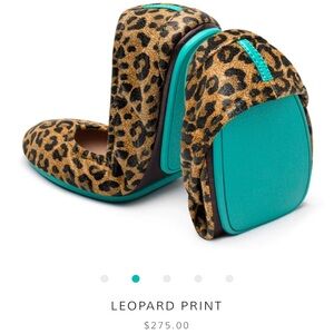 Tieks Leopard Print Flats with Teal Detail